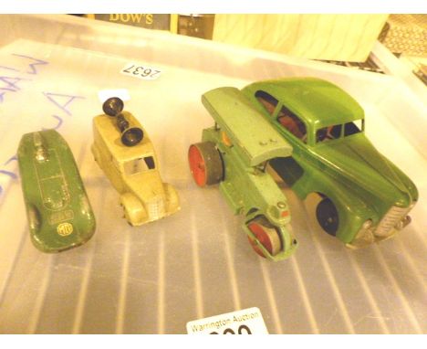 Four vintage model cars Dinky, Metto etc
