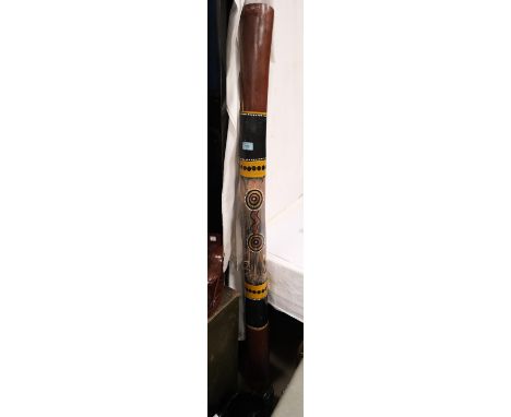 An Australian Aboriginal hand painted and signed grave marker, length 144cm