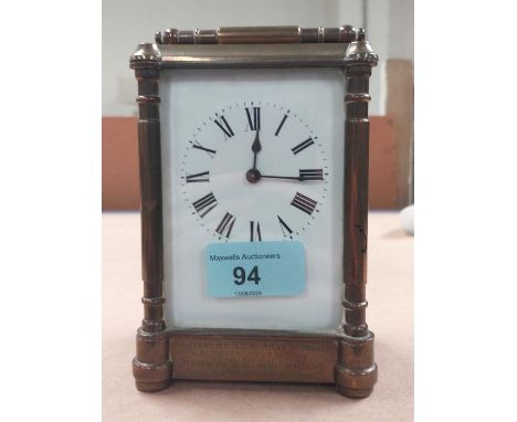 A 19th Century brass carriage clock.