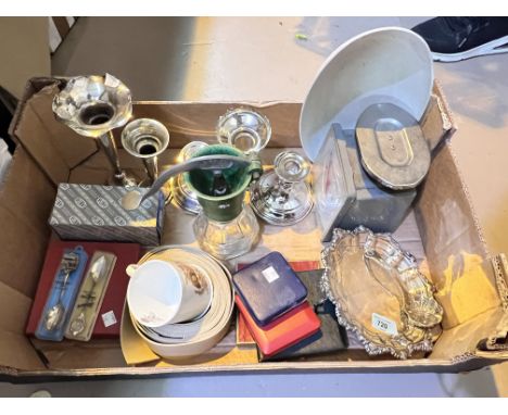 A selection of silver plated items and bronze medallions etc.