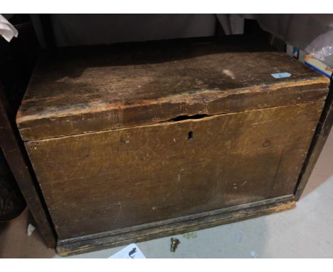 An antique pine chest; a vintage decorators modern ladder (for decoration only).