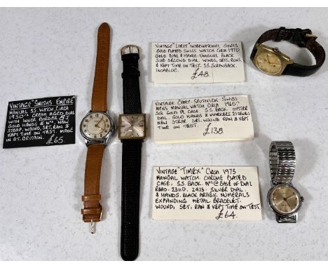 A 1960's CAMY Sputnik gents square dial watch, three others by Smiths, Limit and Timex.