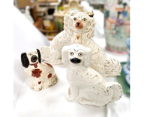 A 19th century Swiss movement ceramic Royal Wondery mantel clock signed with hand painted decoration, a pair and two single S