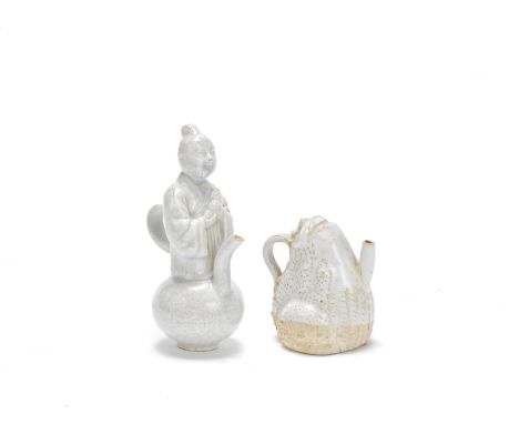TWO QINGBAI WATERDROPPERSPossibly Song/Yuan DynastyThe first modelled as a crouching toad; the other modelled as a boy holdin
