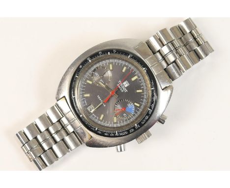 Tissot Seastar stainless steel chronograph wristwatch, 28mm slate grey dial with subsidiary dials, red centre sweep seconds h