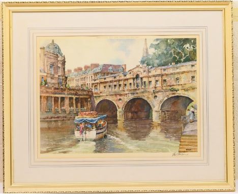 Eric Richard Sturgeon (1920-1999), The Bridge, coloured lithographic print, signed in pencil, with blind stamp, 43cm x 58cm 