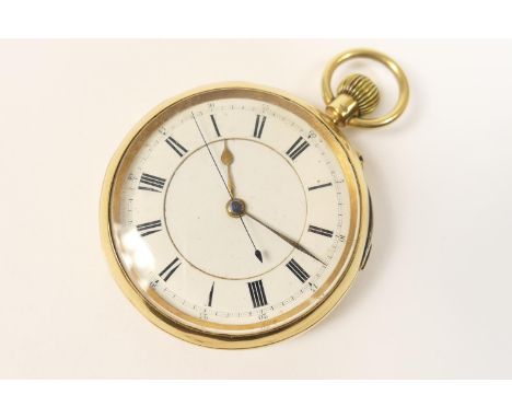 Victorian 18ct gold chronometer pocket watch, Chester 1881, 44mm white dial with centre sweep seconds and Roman numerals, the