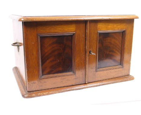 Victorian mahogany collector's cabinet (converted from a cutlery chest), having four long graduated drawers with recessed bra