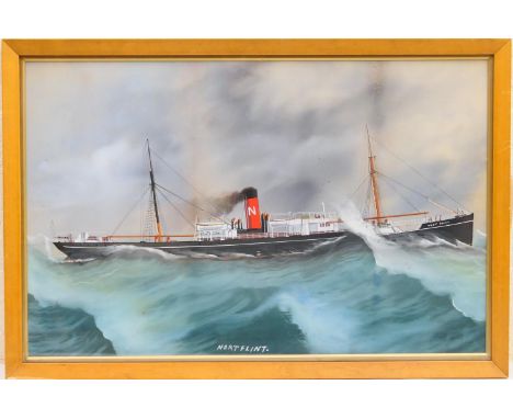 Neapolitan School (Circa 1900),  Ship portrait 'The Nortflint' (sic), gouache, 41cm x 64cmNote: The North Flint was a steam s