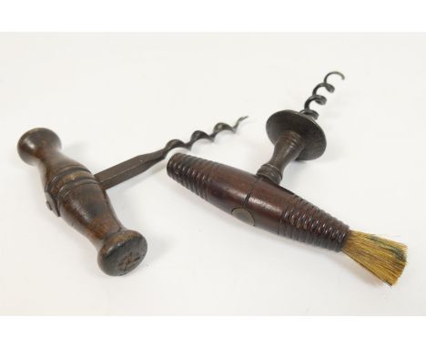 Reverend Samuel Henshall patent corkscrew, 1795, inscribed on the button 'Obstando Promoves, Soho Patent', with turned mahoga
