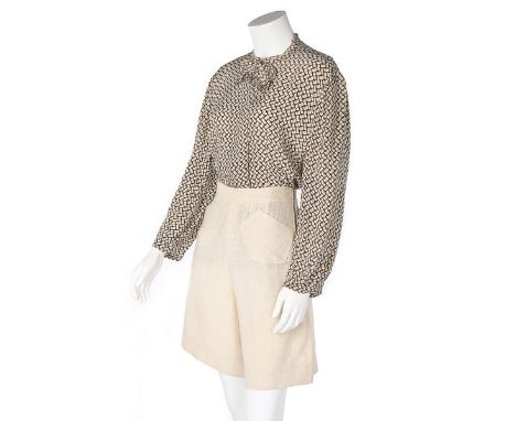 A pair of Schiaparelli couture shorts, possibly for tennis, circa 1937, labelled 'Schiaparelli London', no 1238, slubbed silk