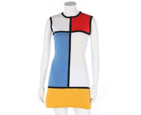 An Yves Saint Laurent Rive Gauche 'Mondrian' knitted cotton mini-dress, circa 1990, labelled and size 40, a re-interpretation