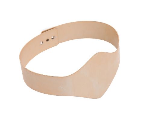 A Gordon Hodgson for Thea Porter gold brushed aluminium belt, circa 1969, stamped to interior, with diamond-shaped centre and