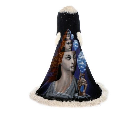 A Jean-Louis Scherrer by Stephane Rolland Surrealist inspired painted velvet coat, Autumn-Winter 2001-2, defilé label, look 1