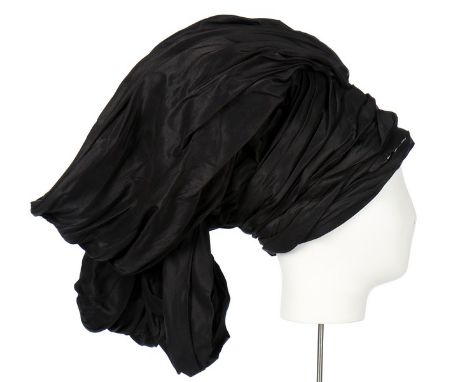 The Shirley Hex/Philip Treacy for John Galliano black taffeta 'turban' hat, Autumn-Winter, 1989-90, un-labelled, with coiled 
