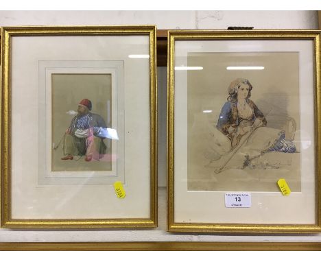 Two gilt framed watercolour portrait studies