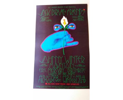 Jack Bruce (David Singer). Original Fillmore poster 1970. Jack had already wowed the Fillmore with Cream. Here he returned wi