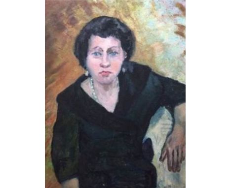British School, 20th century, half length portrait of a lady in black dress, oil on board, 61 x 51cm, unframed. Condition: go