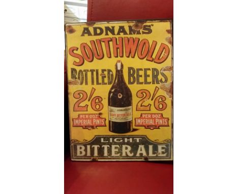 *Retro metal repro' sign depicting Adnams Southwold beer, measures approx 26 x 35 cm *this will have VAT added to hammer pric