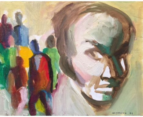 Hoffova, signed and dated, abstract portrait study, oil on board, 19cm x 24cmSee our Important Sale Information page here on 