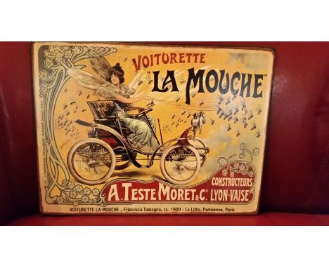 *Repro' metal sign for La Mouche cars, approx 20cm x 30 cm *this item will have VAT added to the hammer priceSee our Importan