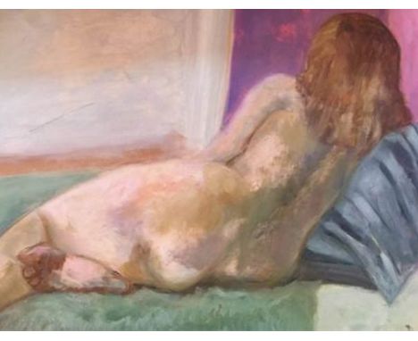 English School, 20th century, signed "C. Smith" lower right, reclining nude, oil on board, 51cm x 76cm CONDITION: generally g