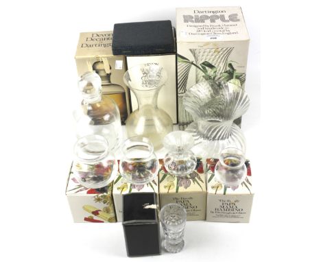 An assortment of 20th century and later boxed Dartington glassware. Including a decanter and vases