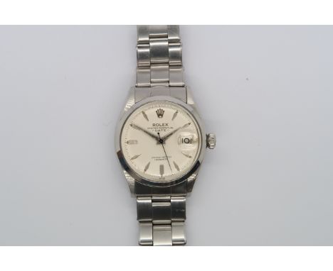 A 1959 Rolex Oyster perpetual date chronometer wristwatch, with original riveted Rolex bracelet, working in saleroom, referen