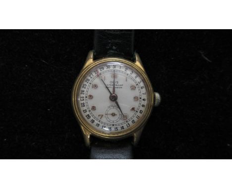 An Oris manual wind wristwatch on a leather strap, working in saleroom