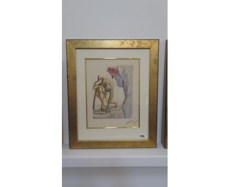 A signed Salvador Dali print - 24cm x 18cm