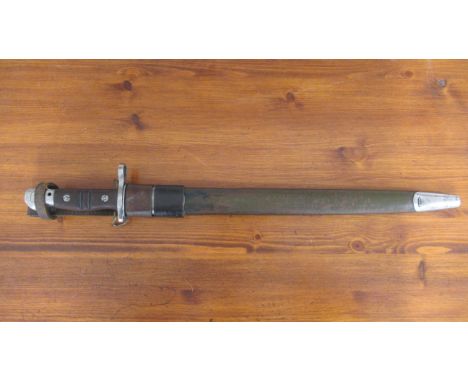 A WW1 US 1913/17 Pattern bayonet, blade stamped Remington 1917 with US or Ordnance proof marks with matching leather scabbard