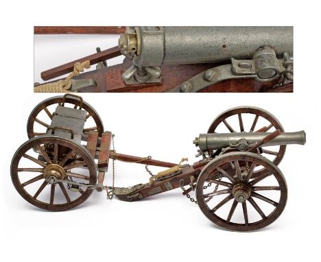 dating: 20th Century provenance: Europe, With iron barrel and mobile, wooden gun carriage, with iron mounts, nicely decorated