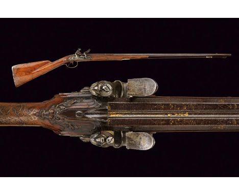 dating: Early 19th Century provenance: Belgium, Smooth, twisted, two-stage, 15 mm cal. barrels, octagonal in the first segmen
