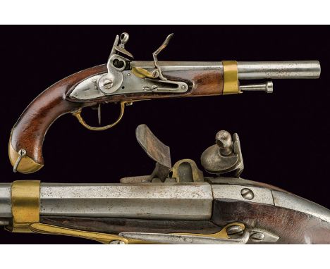 dating: first quarter of the 19th Century provenance: Spain, Smooth, two-stage, 18 mm cal. barrel. Flintlock with flat plate 