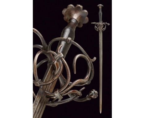 dating: 19th Century provenance: Swiss, Straight, double-edged blade, with three parallel fullers, the central one goes almos