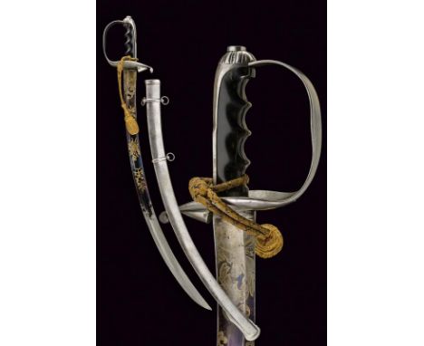 dating: 19th Century provenance: England, Wide, curved, single-and false-edged blade with large, central fuller, first part e