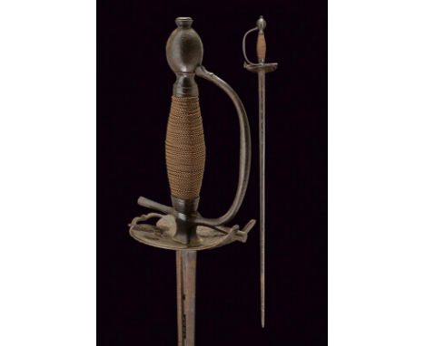 dating: 18th Century provenance: France, Straight blade of hexagonal section, first part grooved and pierced; iron hilt with 