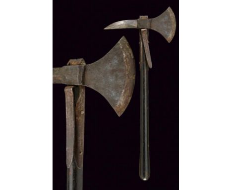 dating: First half of the 19th Century provenance: France, Iron, round-edged axe with barely readable manufacturer, strong be