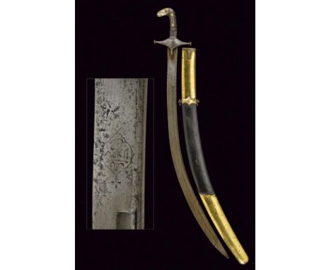 dating: 19th Century provenance: Turkey, Wide, curved, single-and false-edged blade with fuller and groove on the back, in da