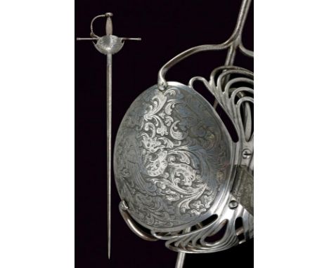 dating: 19th Century provenance: Europe, Straight, double-edged blade, ribbed in the center, tang and the first part finely e