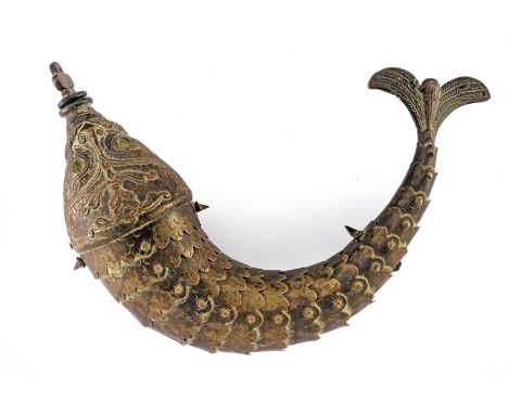 dating: 19th Century provenance: Spain, The body composed of brass segments with festooned border, engraved to imitate the sc