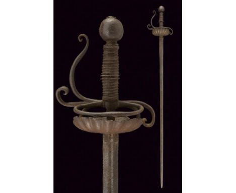 dating: 17th Century provenance: Italy, Straight, double-edged blade of hexagonal section, first part grooved in the center, 