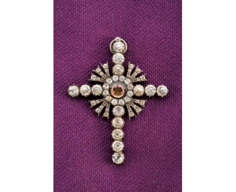 dating: circa 1900 provenance: Europe, Rays and arms enriched on the front surface with diamond-cut stones. Decorated with en