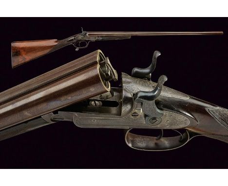 dating: about 1870 provenance: London, Round, smooth, finished, 18 mm cal. barrels, in damask, with rib marked 'WILKINSON & S