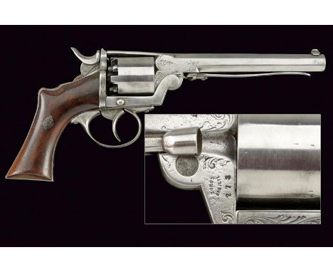 dating: Mid 19th Century provenance: France, Rifled, octagonal, 10 mm cal. barrel, with fore-sight; five-shot cylinder; frame
