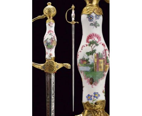 dating: 18th Century provenance: Northern Germany, Straight, double-edged blade of hexagonal section, first part is engraved 