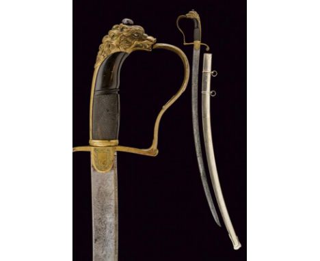 dating: Mid 19th Century provenance: Naples, Curved, single-edged blade with central fuller, first part is finely engraved wi