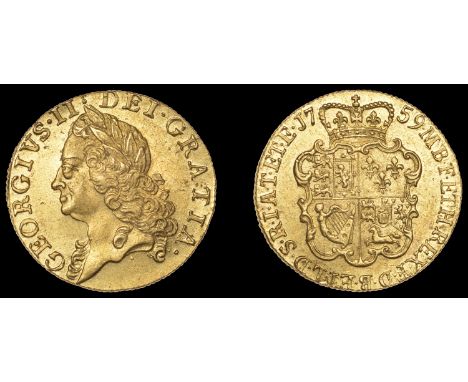 George II (1727-1760), Guinea, 1759 (EGC 622; S 3680). Light surface marks, otherwise good extremely fine, peripheral mint bl