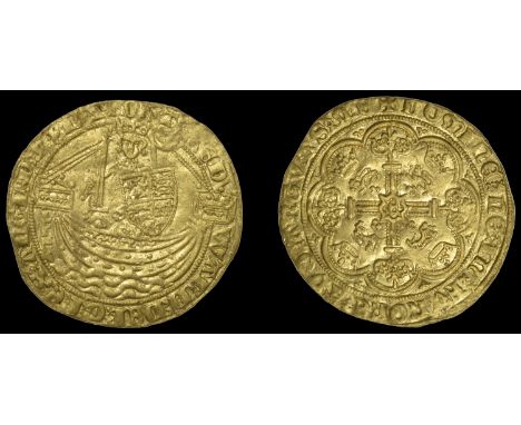Edward III (1327-1377), Treaty period, Half-Noble, London, mm. cross potent on rev. only, annulet before edward, curule x in 