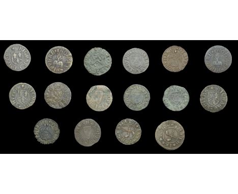 Wiltshire, Marlborough, Simon Pike, Farthing, 1667, 0.96g/3h (N 5519, this piece; BW. 140); William Pureur, Farthings (3), 1.